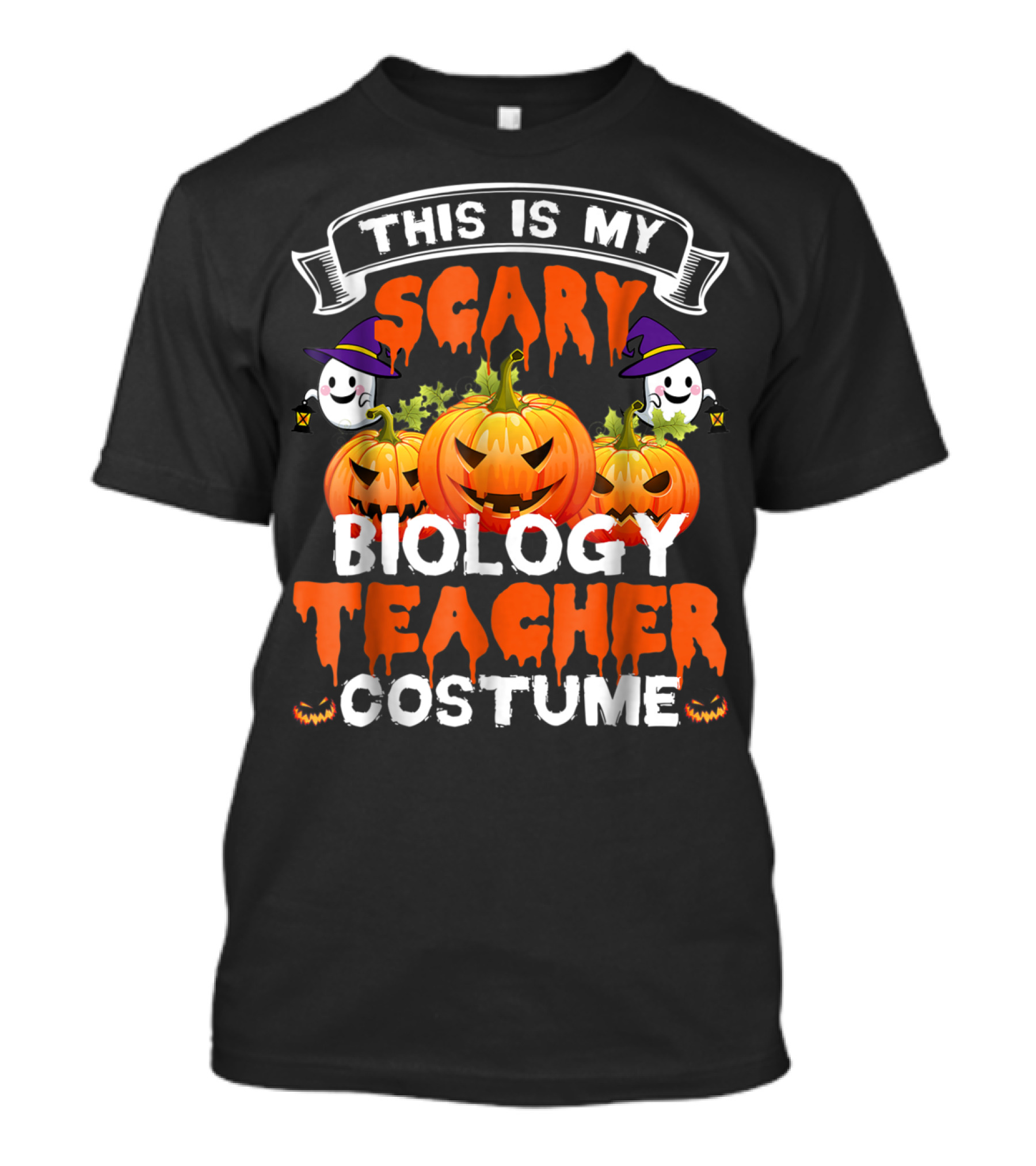 This Is My Scary Biology Teacher Costume With Pumpkins And Ghosts T-Shirt