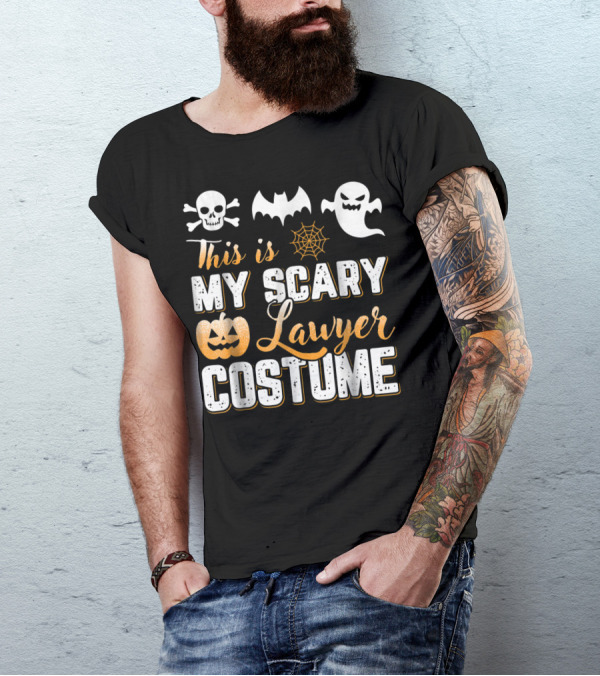 This Is My Scary Lawyer Costume Skull Ghost Bat Spiderweb Pumpkin T-Shirt