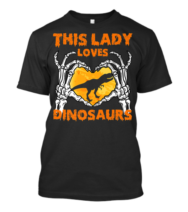 This Lady Loves Dinosaurs Skeleton Heart Halloween T-Shirt
