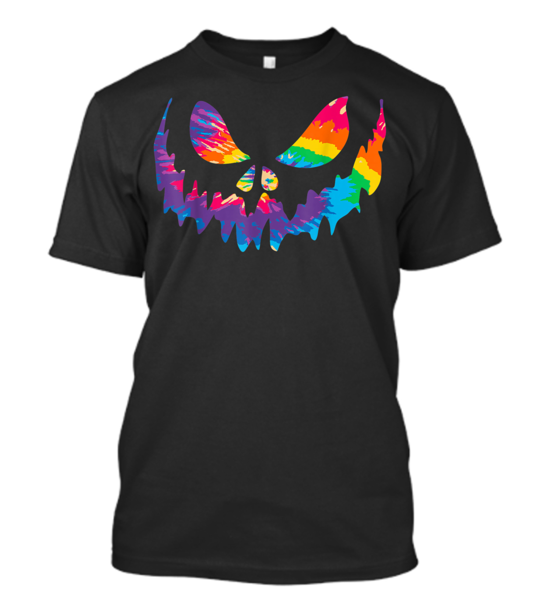 Tie Dye Rainbow Pumpkin Face T-Shirt