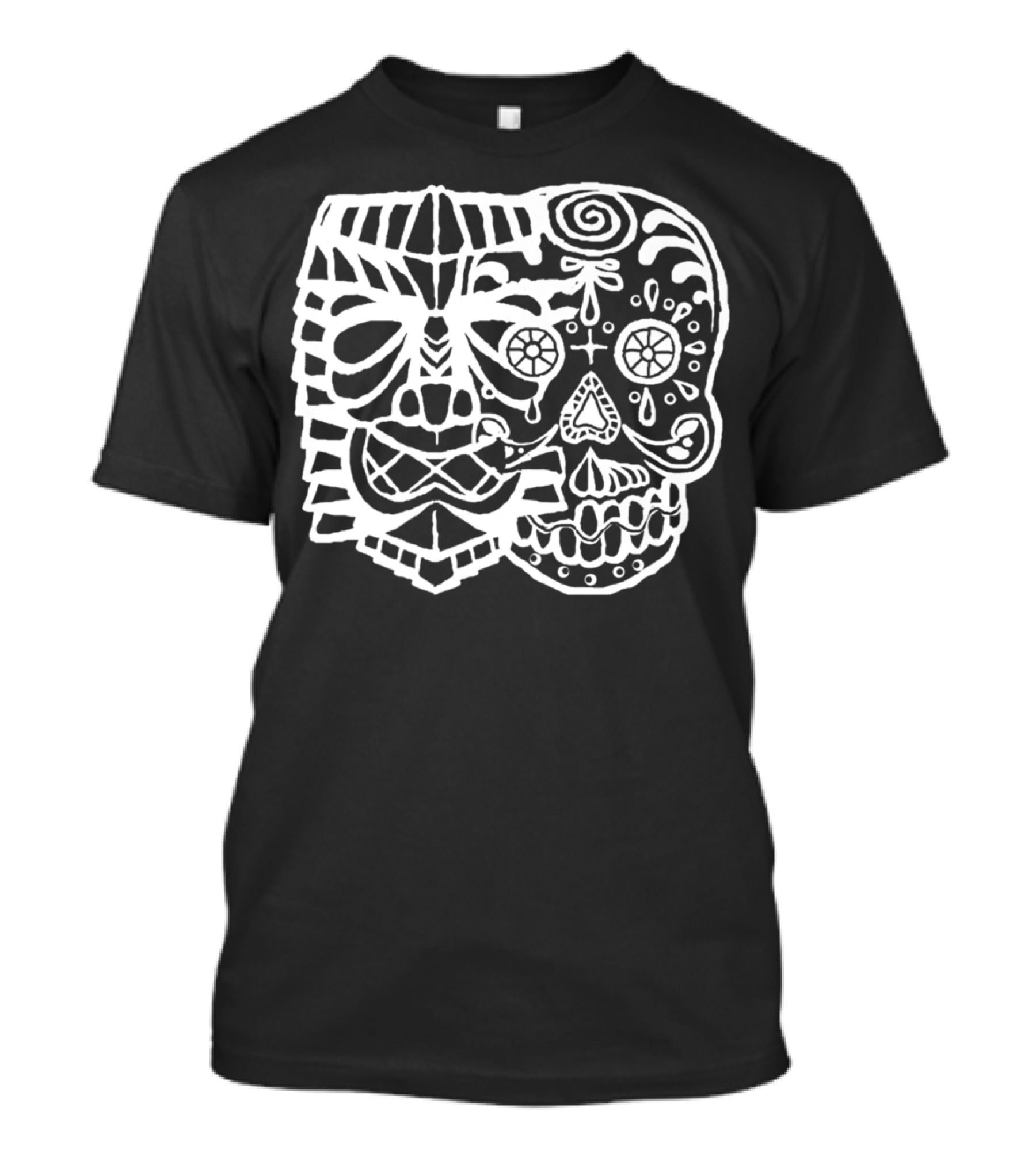 Tiki Muertos Sugar Skull Day Of The Dead Halloween White T-Shirt