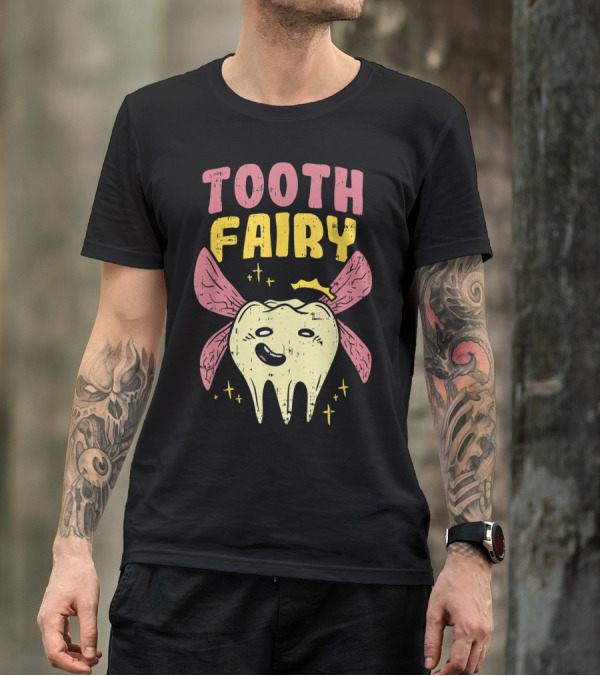 Tooth Fairy Funny Halloween Costume Dentist Tooth With Wings T-Shirt