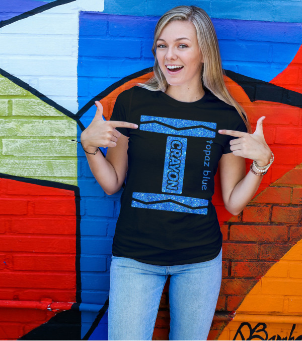 Topaz Blue Crayon Halloween Couple Friend Costume T-Shirt