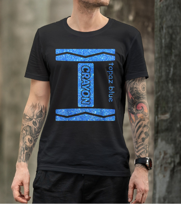Topaz Blue Crayon Halloween Couple Friend Costume T-Shirt
