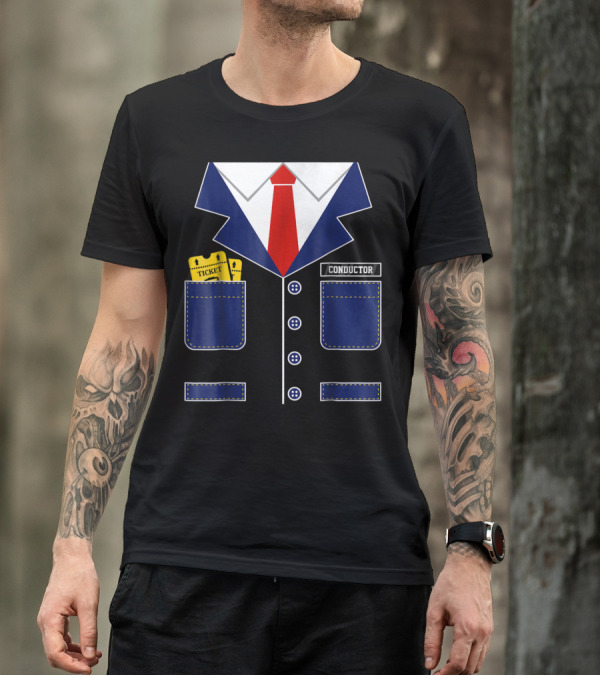 Conductor Uniform With Tickets And Red Tie T-Shirt