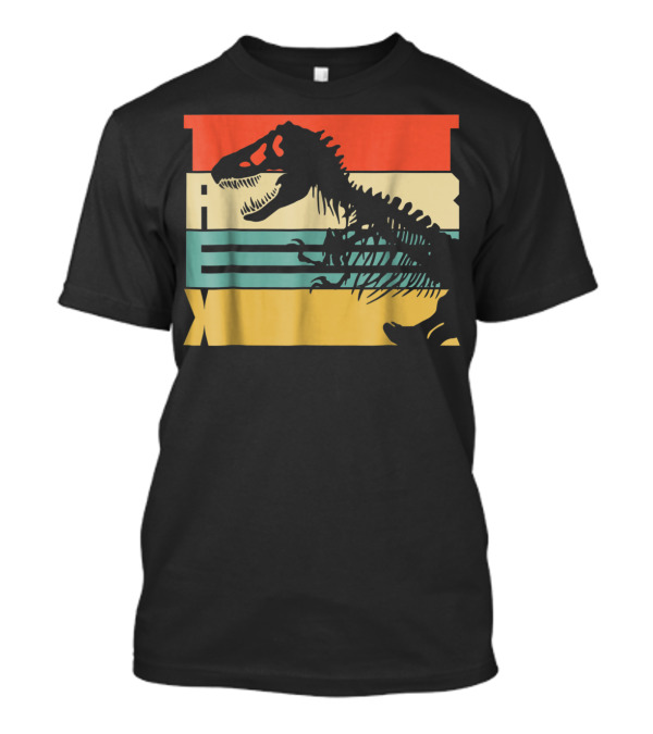 TREX Dinosaur Skeleton Retro Stripes T-Shirt