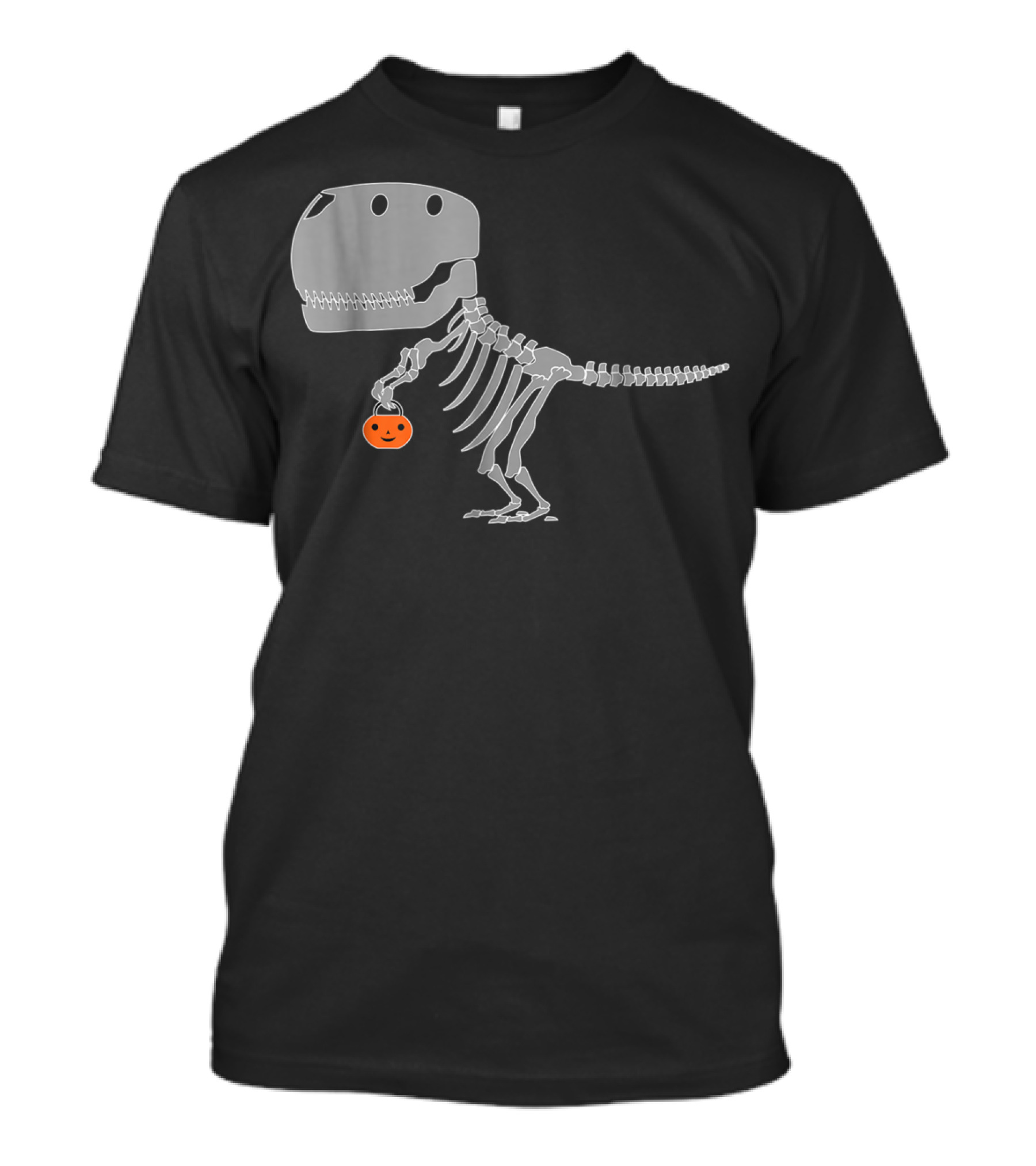Trex Skeleton Halloween Pumpkin Funny Dinosaur T-Shirt