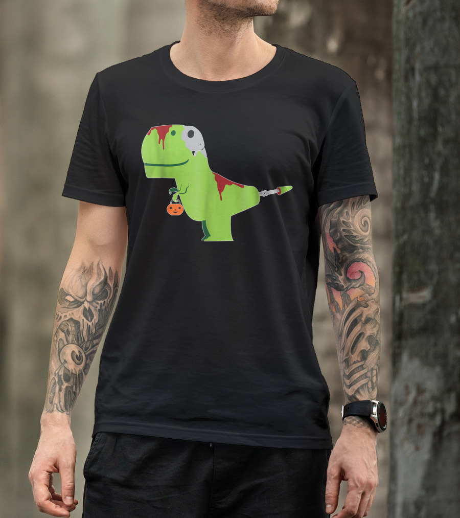 Zombie T-Rex Halloween Funny Dinosaur T-Shirt