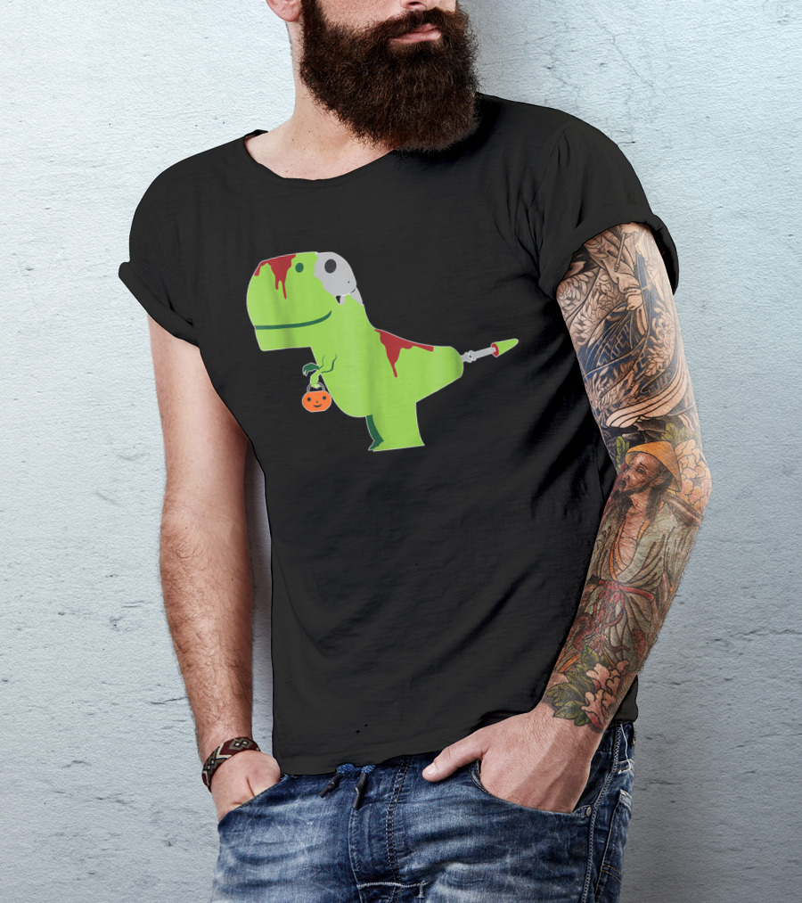 Zombie T-Rex Halloween Funny Dinosaur T-Shirt