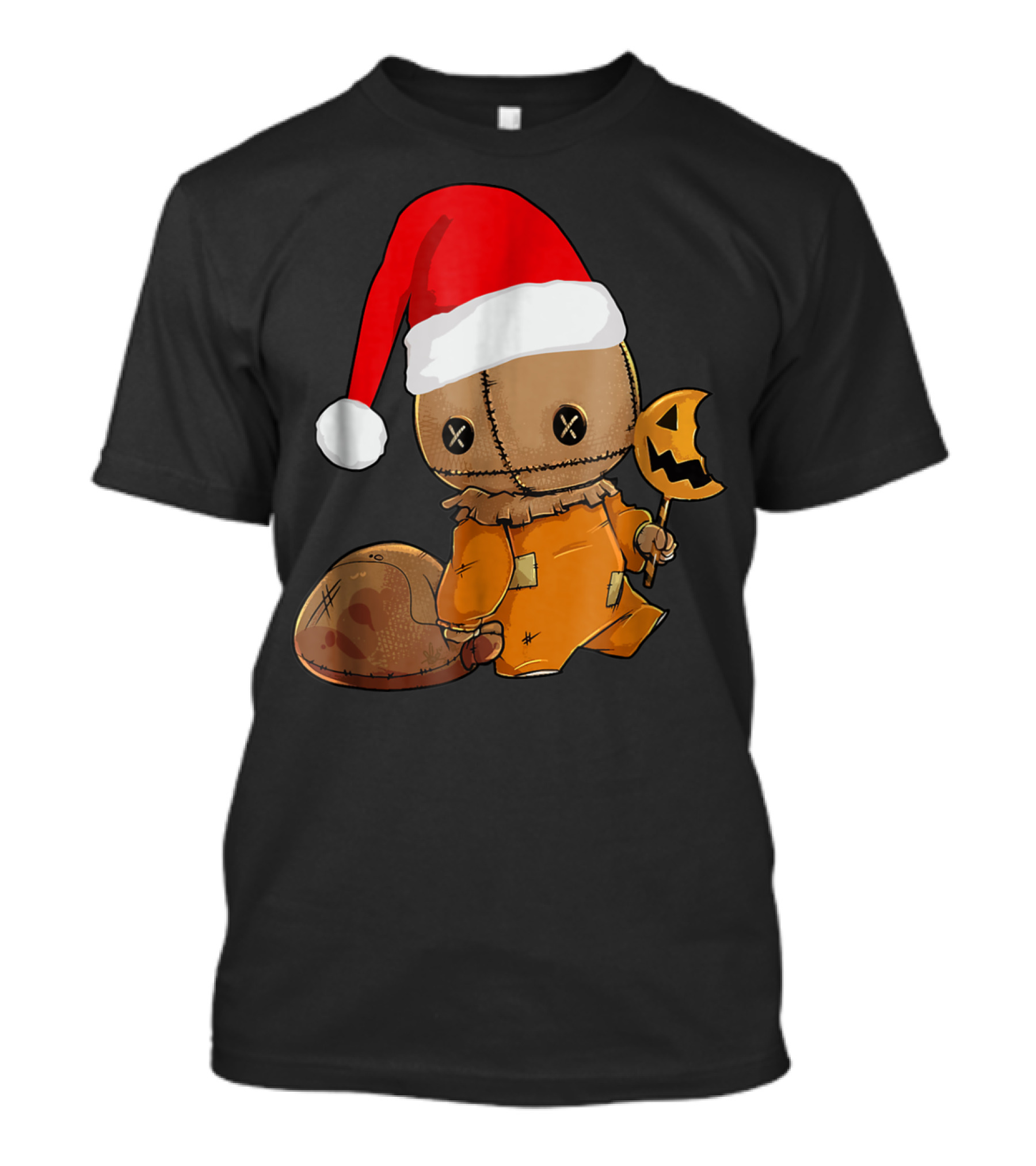 Trick 'R Treat Cute Halloween Sam With Santa Hat And Halloween Lollipop T-Shirt