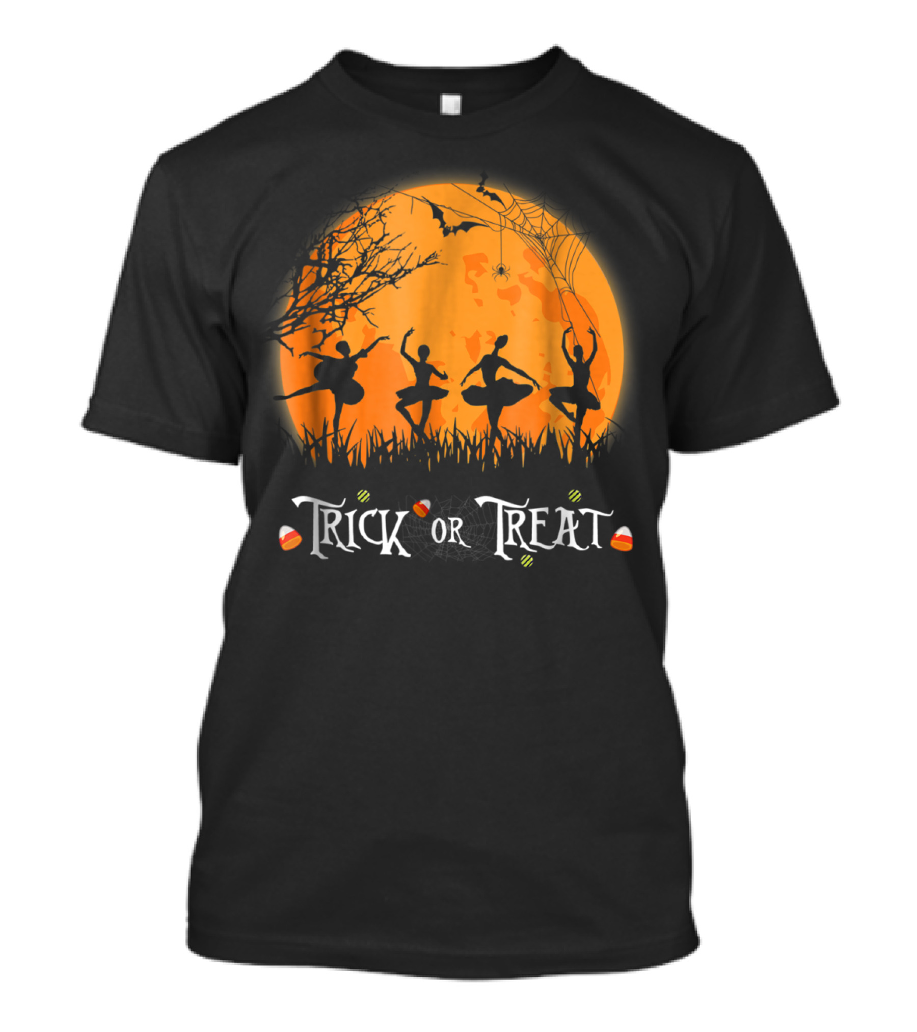 Trick Or Treat Funny Halloween Costume Ballet Dancers Moon T-Shirt