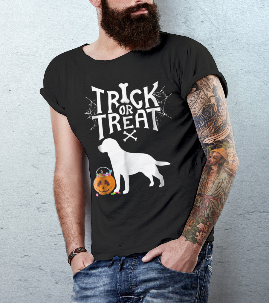 Trick Or Treat Labrador Retriever Halloween Pumpkin And Bone T-Shirt