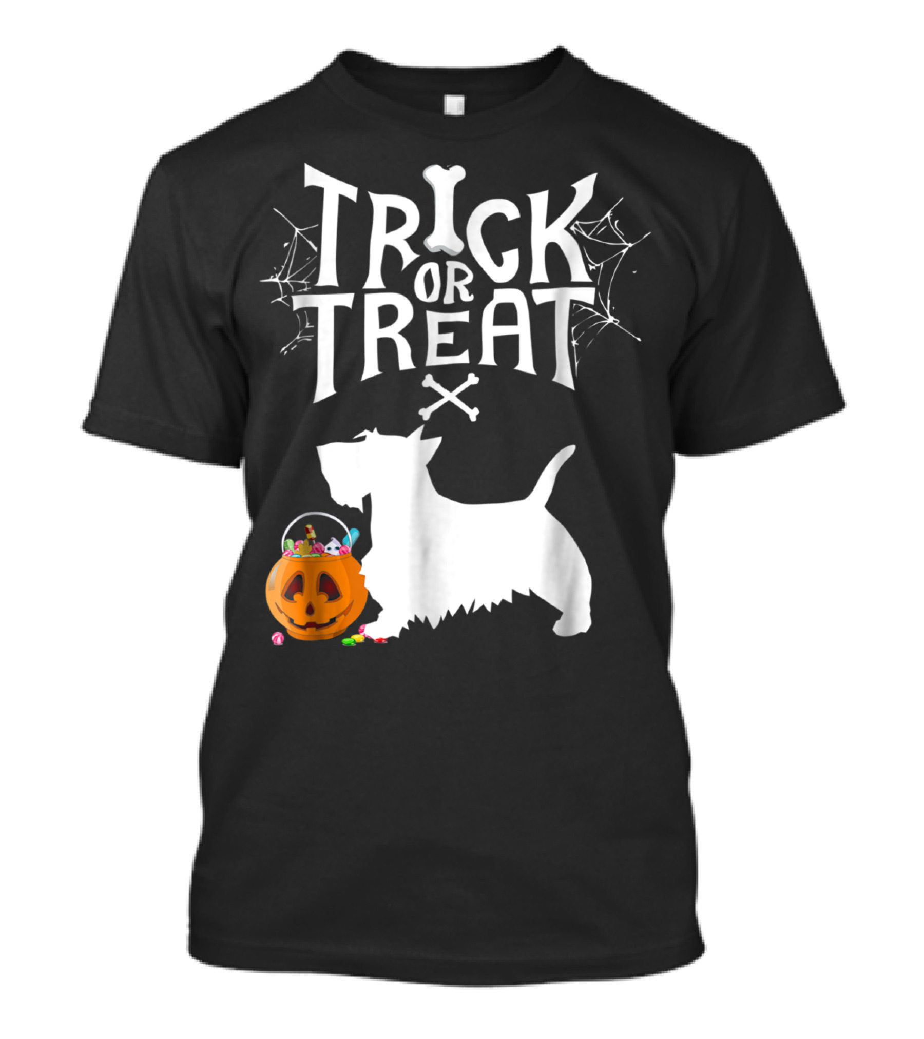 Trick Or Treat Scottie Scottish Terrier Pumpkin And Candy T-Shirt