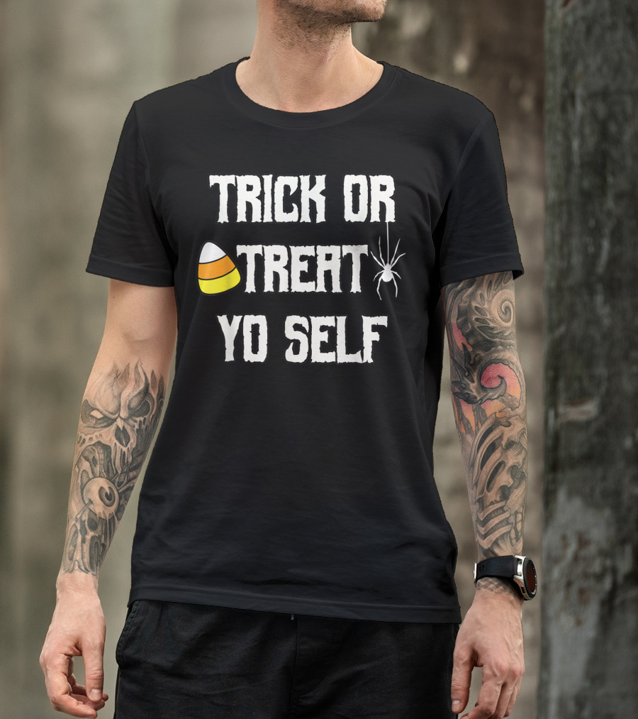 Trick Or Treat Yo Self Candy Corn And Spider T-Shirt