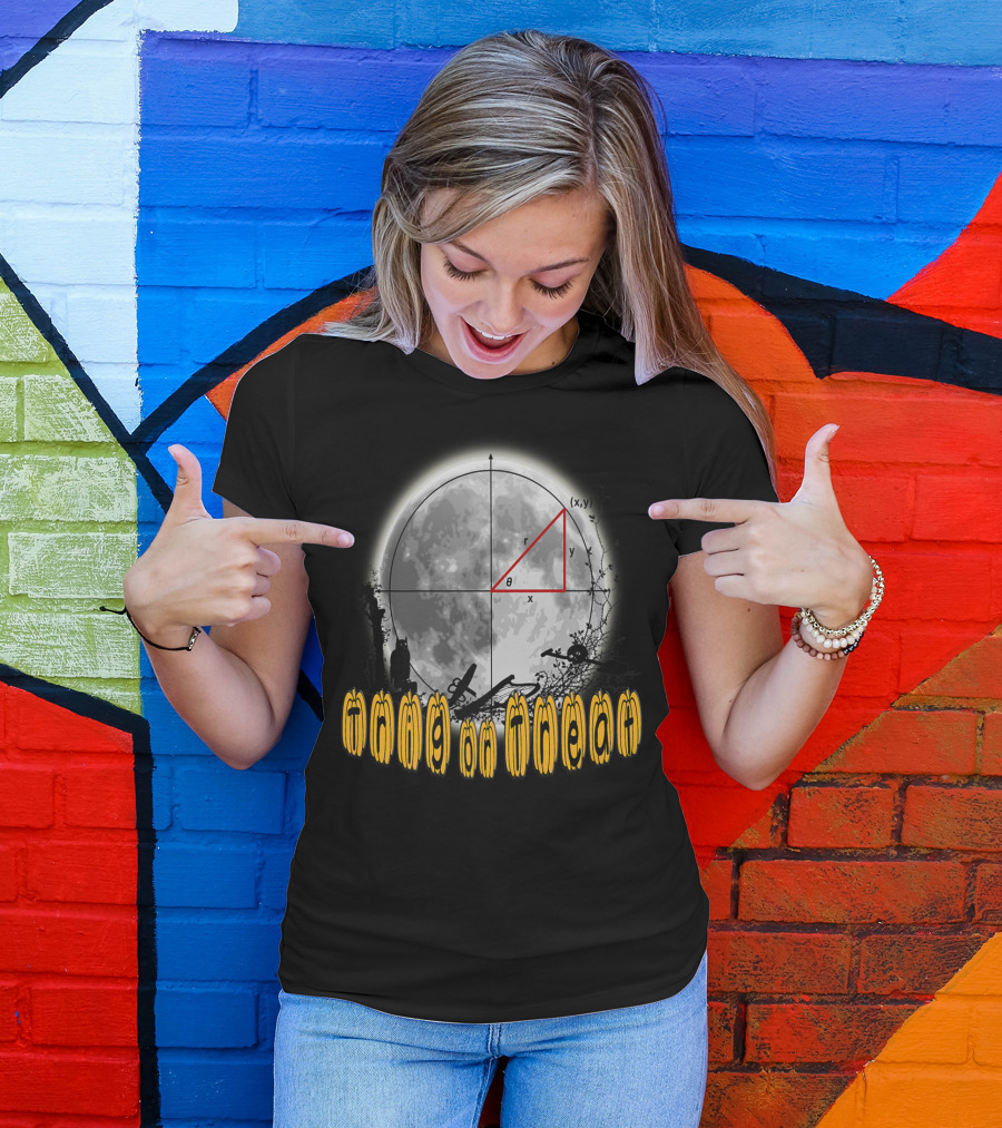 Trig On Treat Halloween Fall Festive Math Moon Geometry 🎃🌕 T-Shirt