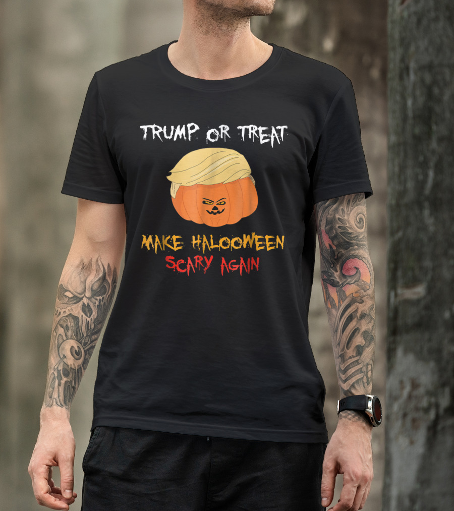 Trump Or Treat Make Halloween Scary Again Pumpkin Face T-Shirt