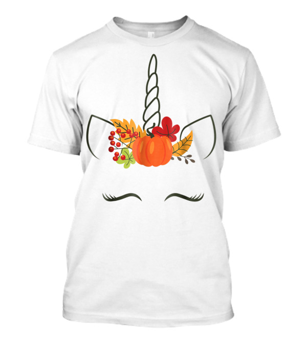 Unicorn Pumpkin Autumn Leaves Halloween Headpiece T-Shirt