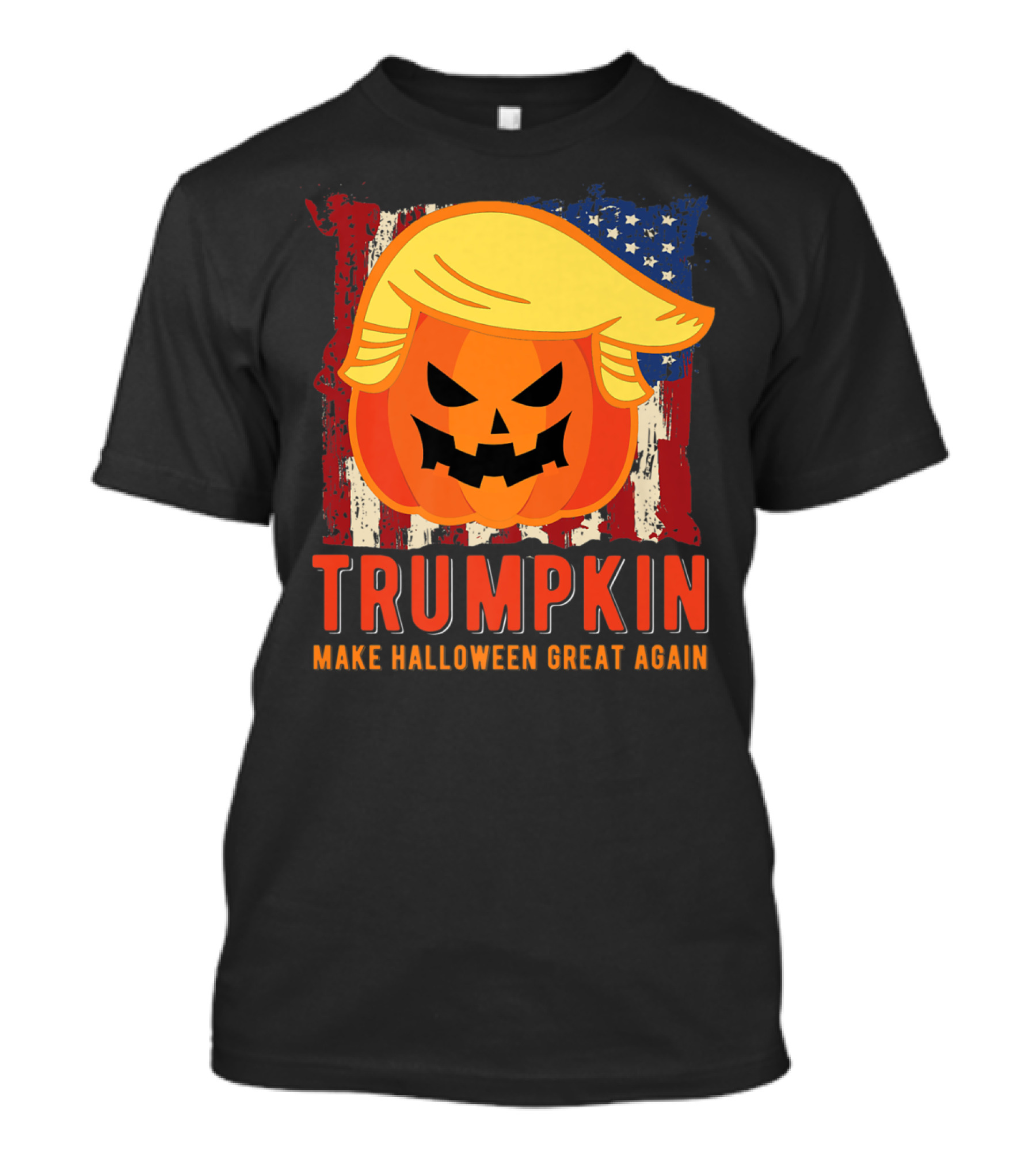 Usa Trumpkin Make Halloween Great Again American Flag Pumpkin Face With Hair T-Shirt