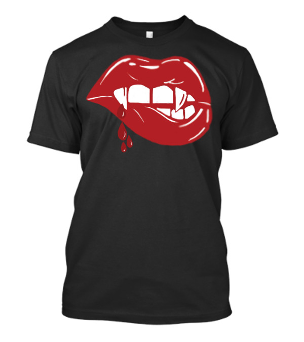 Vampire Lips Bite With Blood Dripping T-Shirt