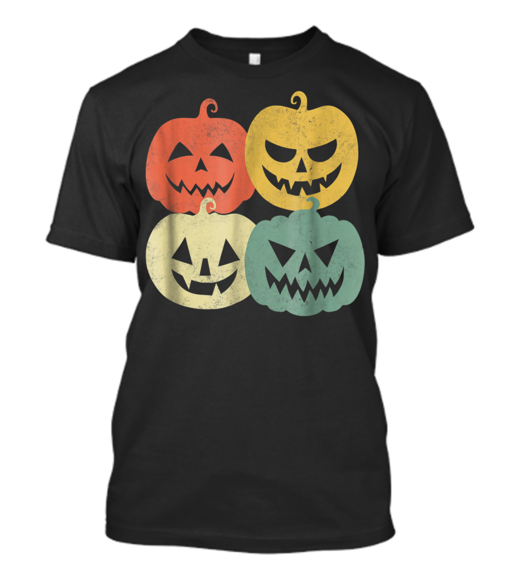 Vintage Pumpkin Funny Pumpkin Colorful Jack-O-Lantern Faces T-Shirt