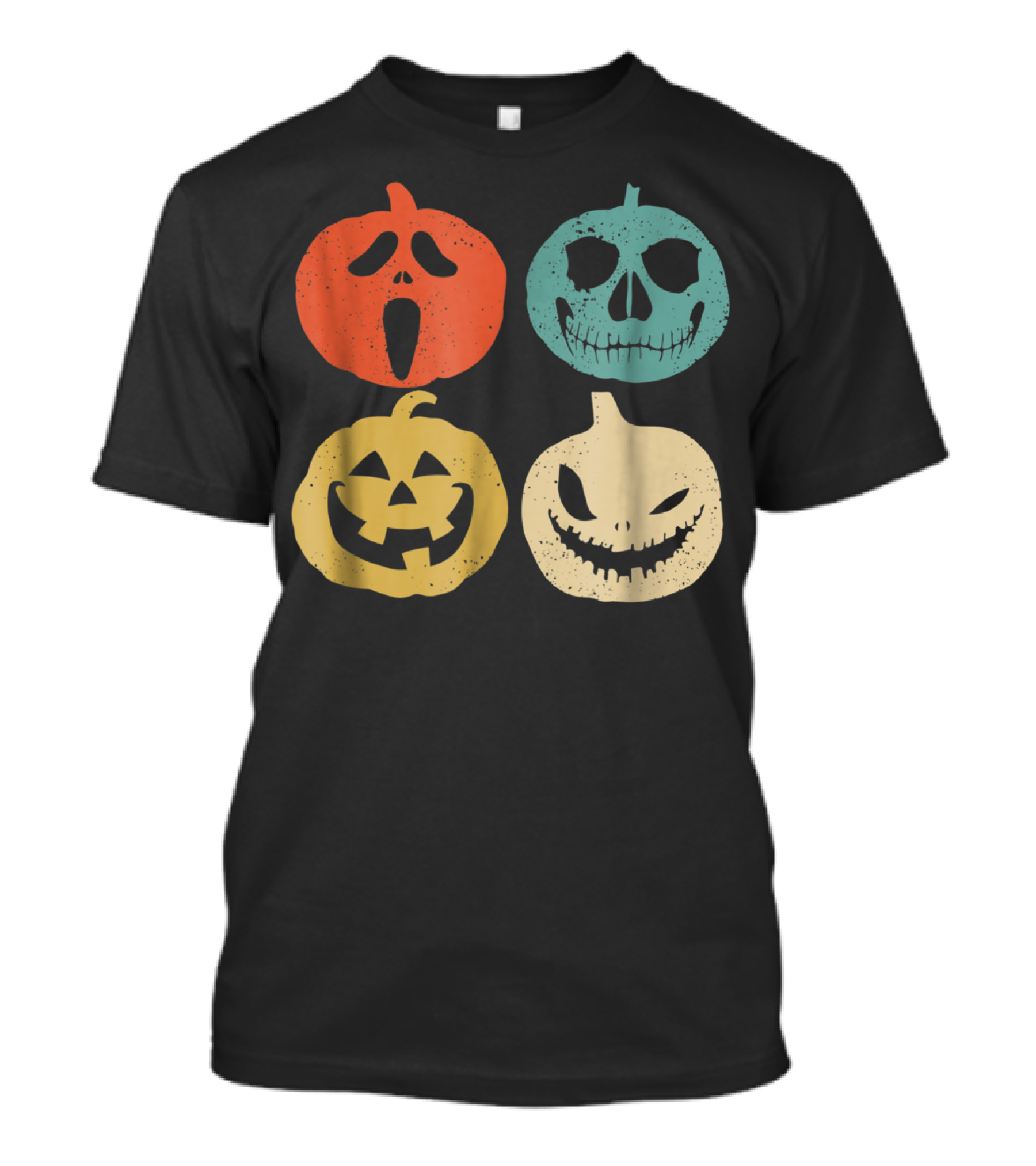 Vintage Pumpkin Halloween Faces T-Shirt