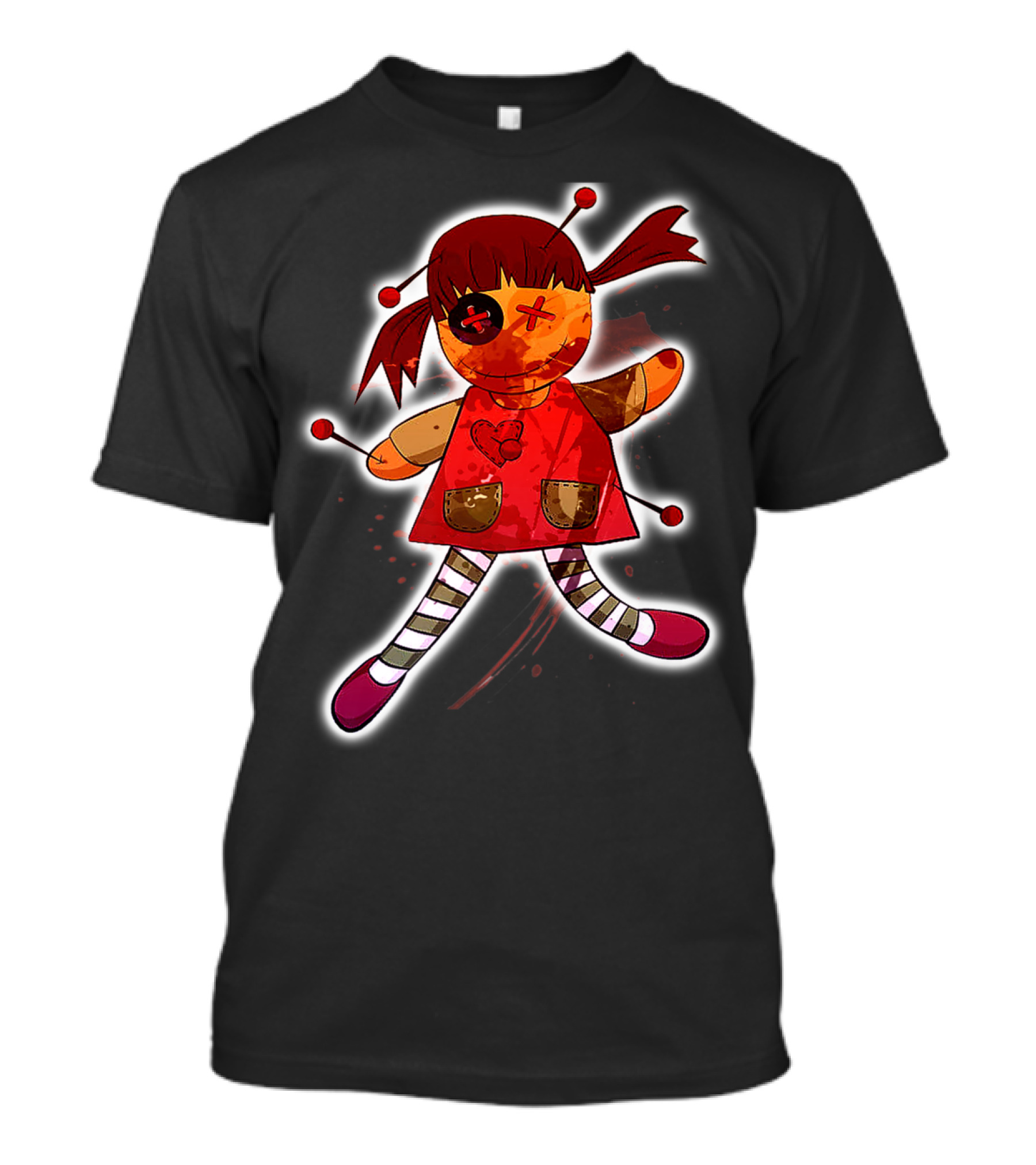 Vintage Voodoo Doll With Red Dress And Heart Patch T-Shirt