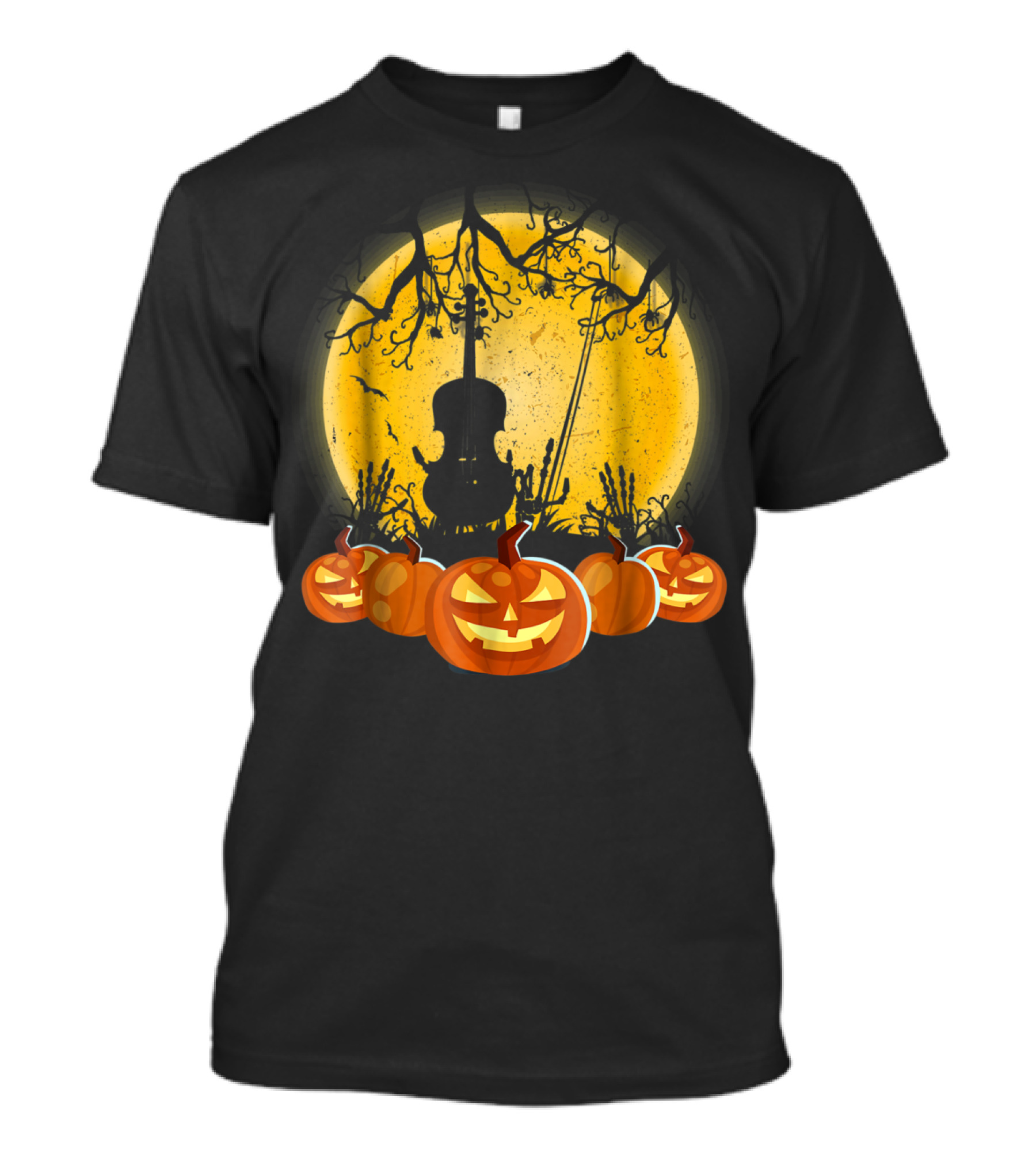 Halloween Moonlit Violin And Pumpkins T-Shirt