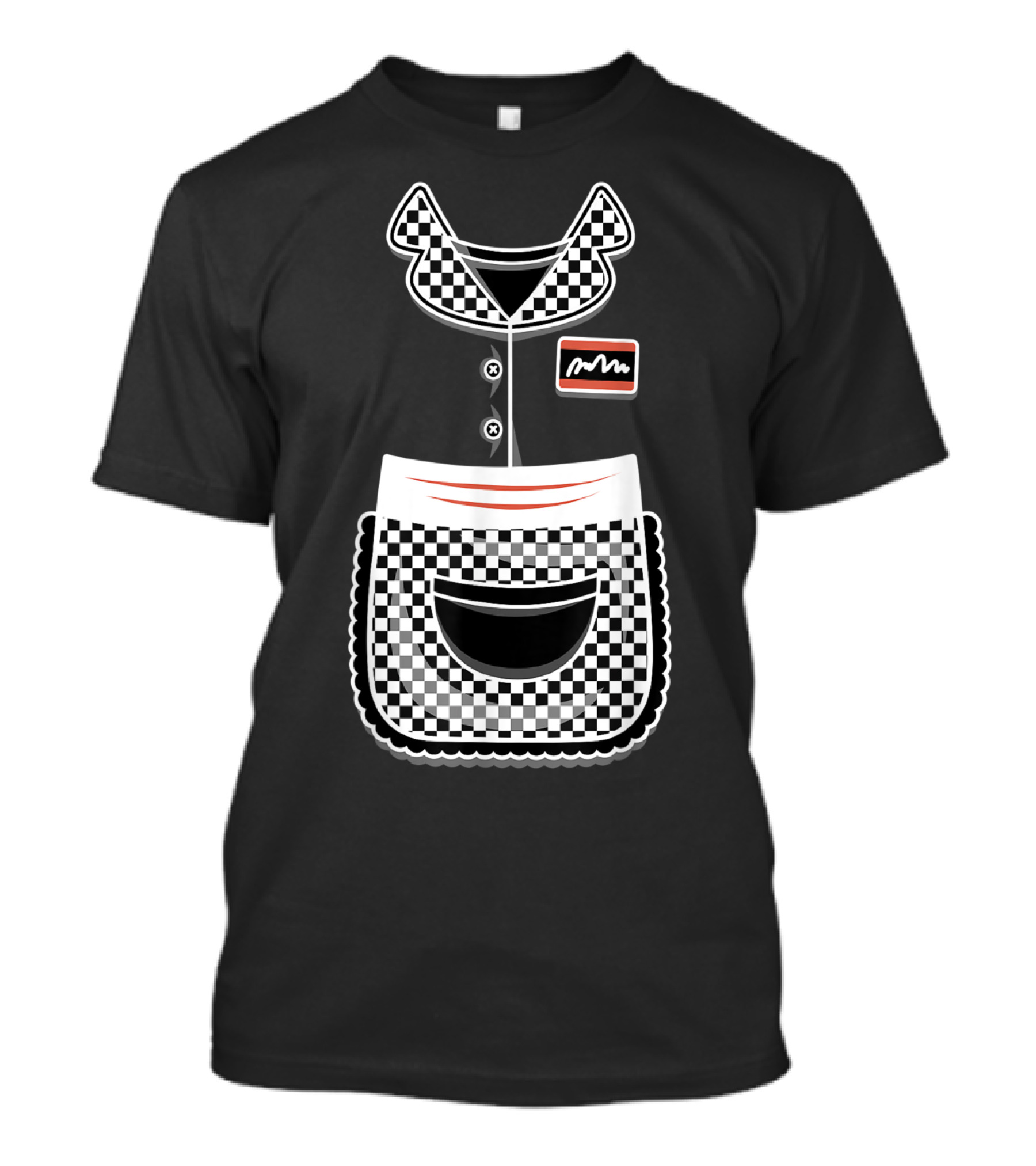 Waitress Costume Cute Checkerboard Halloween Food Server T-Shirt