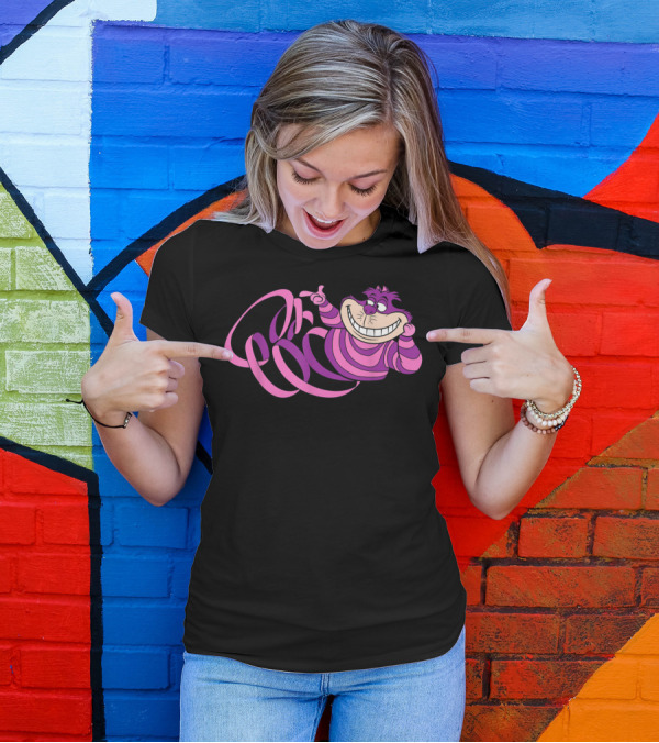 Weird Cheshire Cat Mad Pink Spiral Halloween T-Shirt