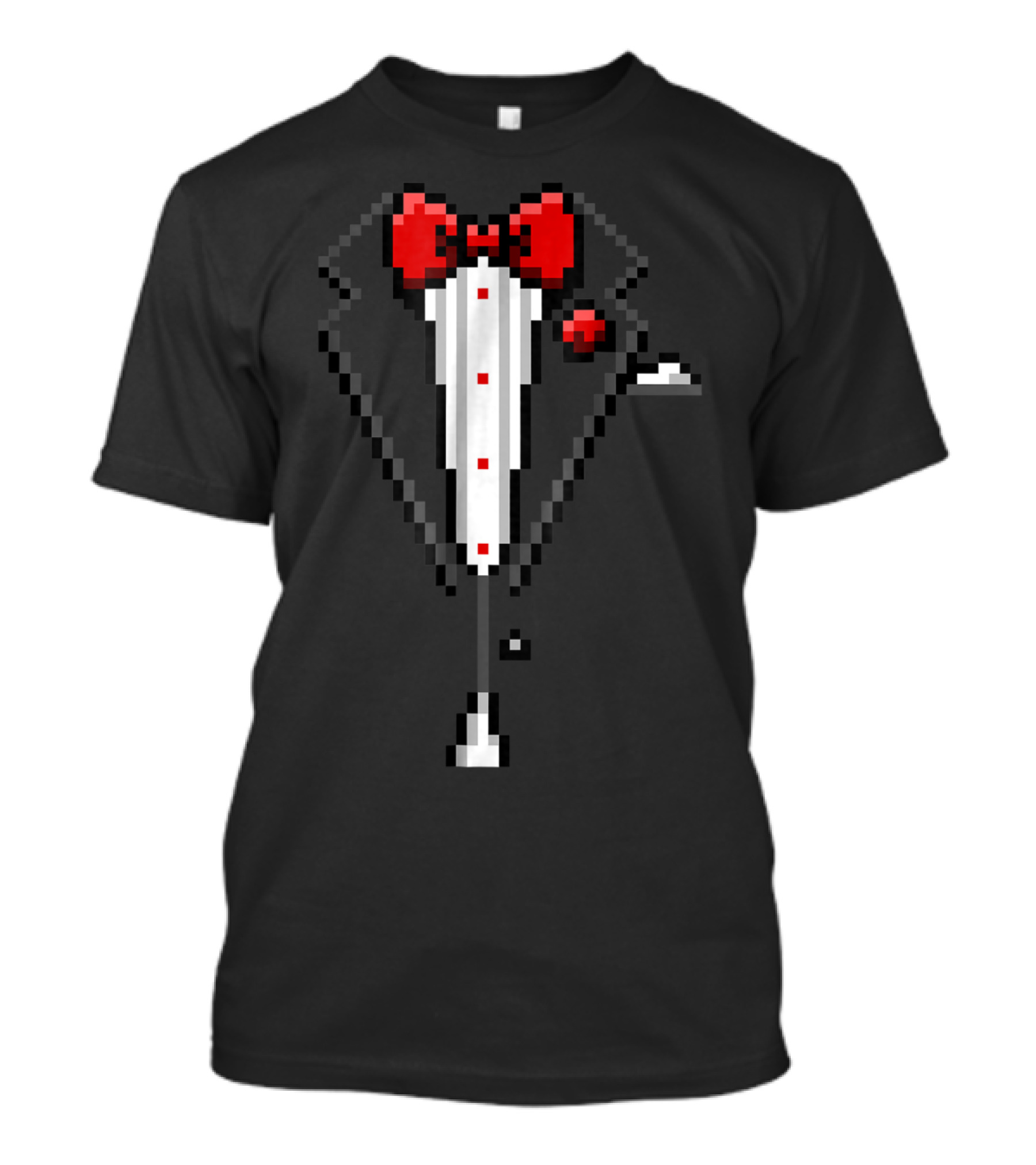 Pixelated Red Bow Tie Tuxedo T-Shirt