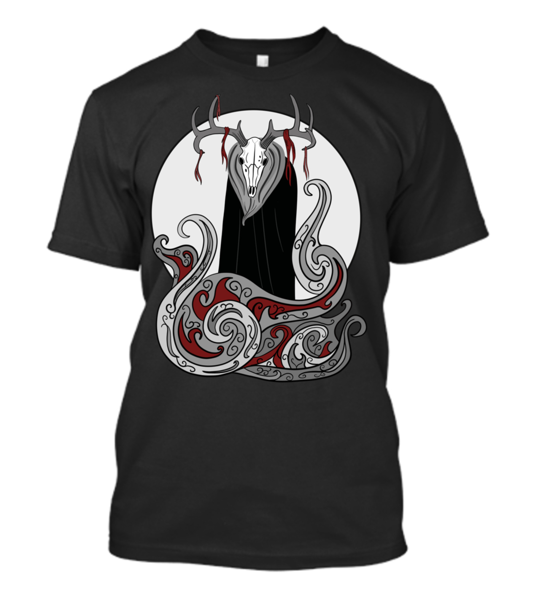 Wendigo Halloween Algonquian Folklore Horror Skull Cloak Spooky Antlers T-Shirt