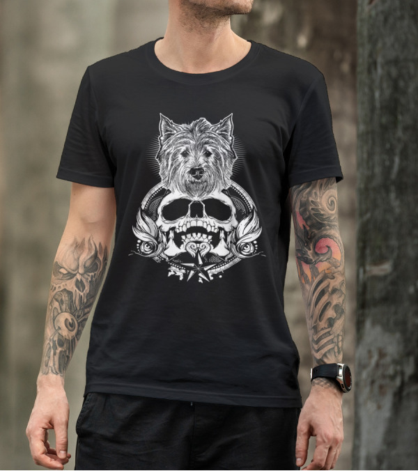 Westie Skull Dog With Ornate Skull And Star T-Shirt