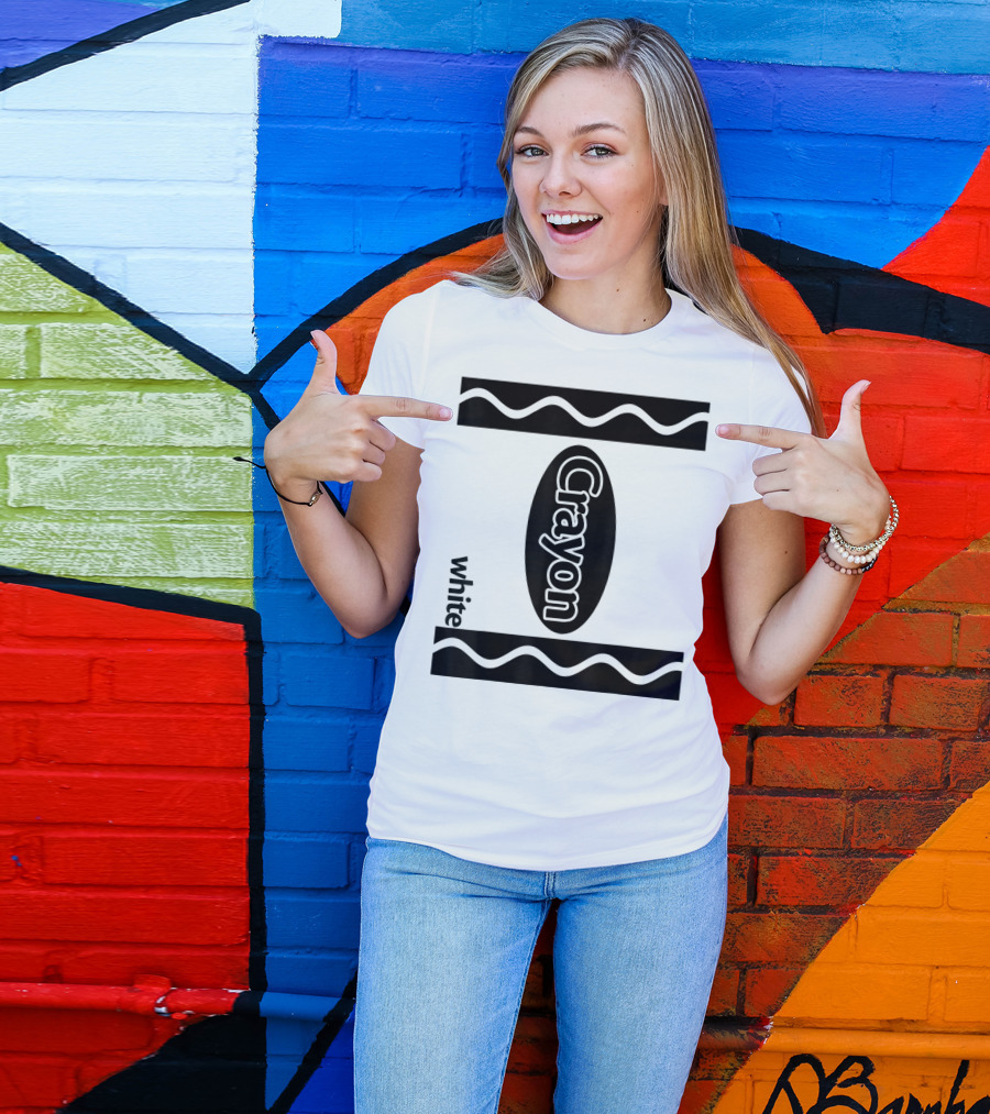 White Crayon Halloween Costume Crayon Box T-Shirt