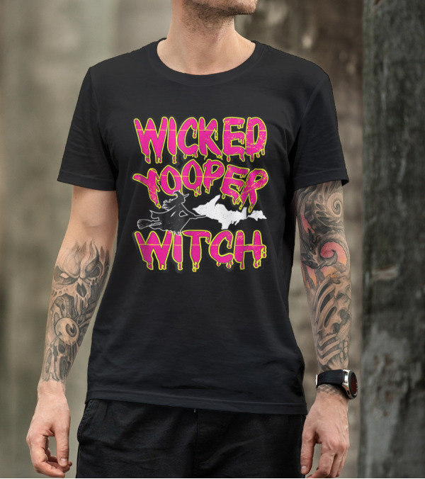 Wicked Yooper Witch Upper Peninsula Broomstick T-Shirt