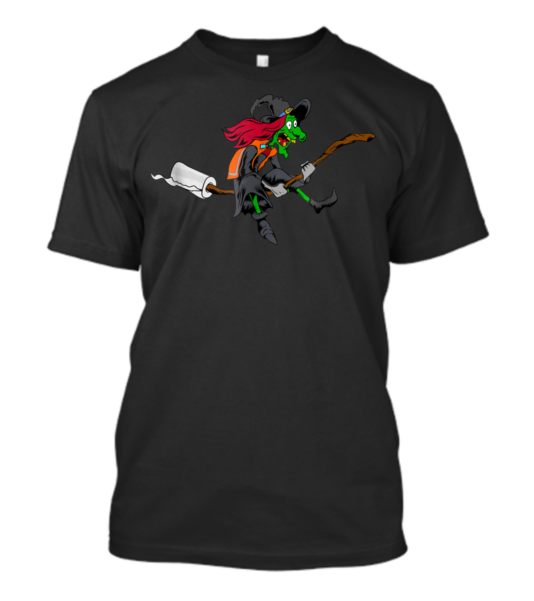 Witch Flying On Broom With Clear Wrap Roller T-Shirt