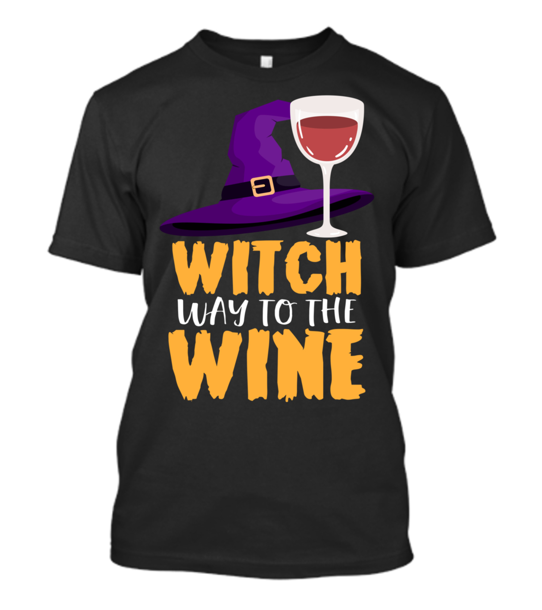 Witch Hat Purple Wine Glass Halloween Fun T-Shirt