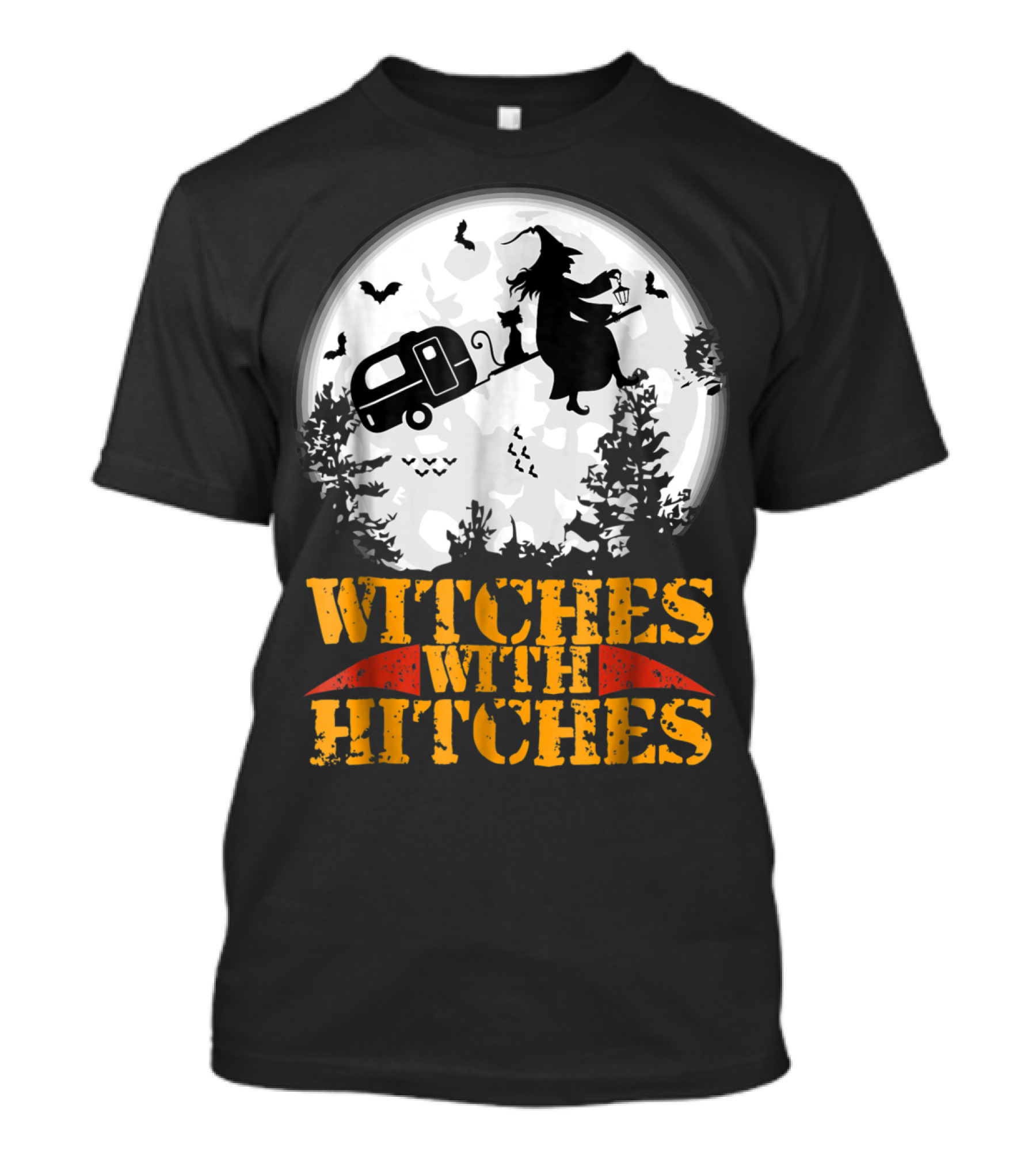 Witches With Hitches Funny Camping Moonlit Night Adventure T-Shirt