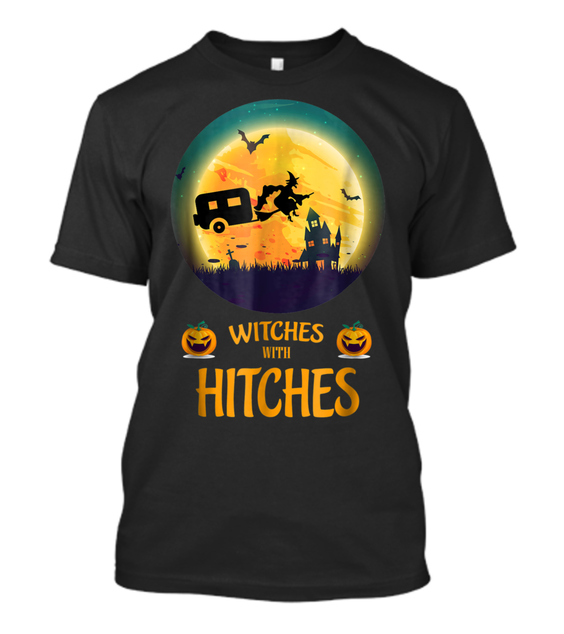 Witches With Hitches Full Moon Camper Halloween Scene T-Shirt