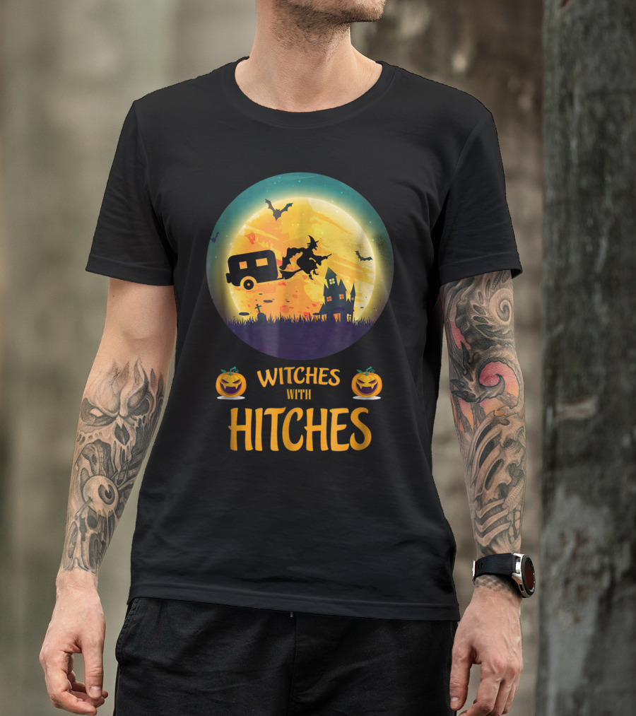 Witches With Hitches Full Moon Camper Halloween Scene T-Shirt