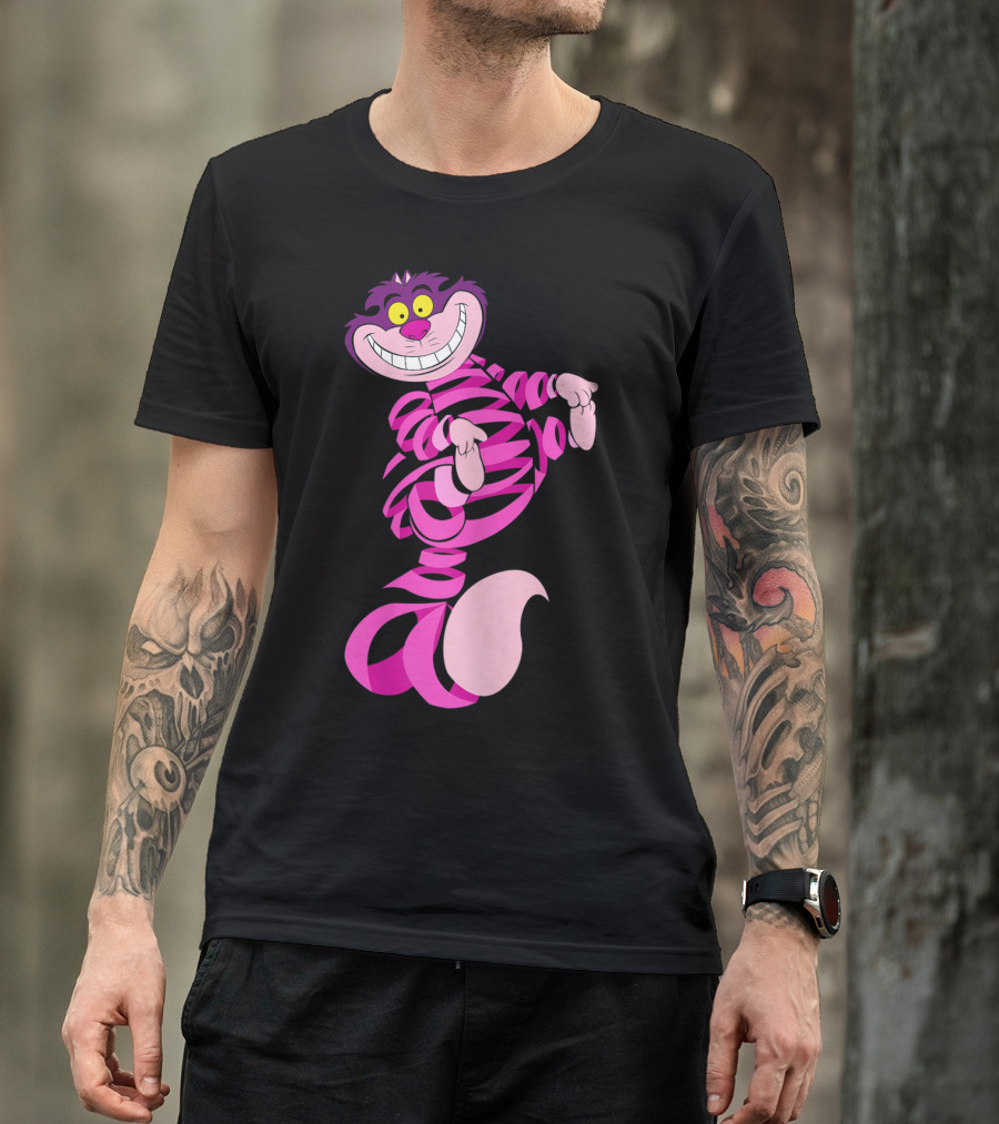 Crazy Cheshire Cat Wonderland Cats Striped Pink And Purple Grin T-Shirt