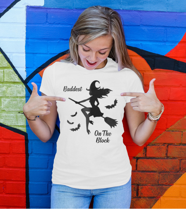 Baddest Witch On The Block Halloween T-Shirt