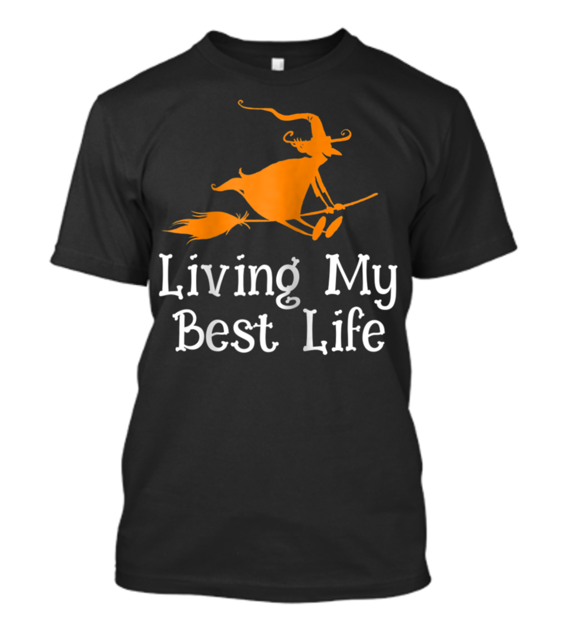 Living My Best Life Halloween Witch Flying On Broomstick T-Shirt