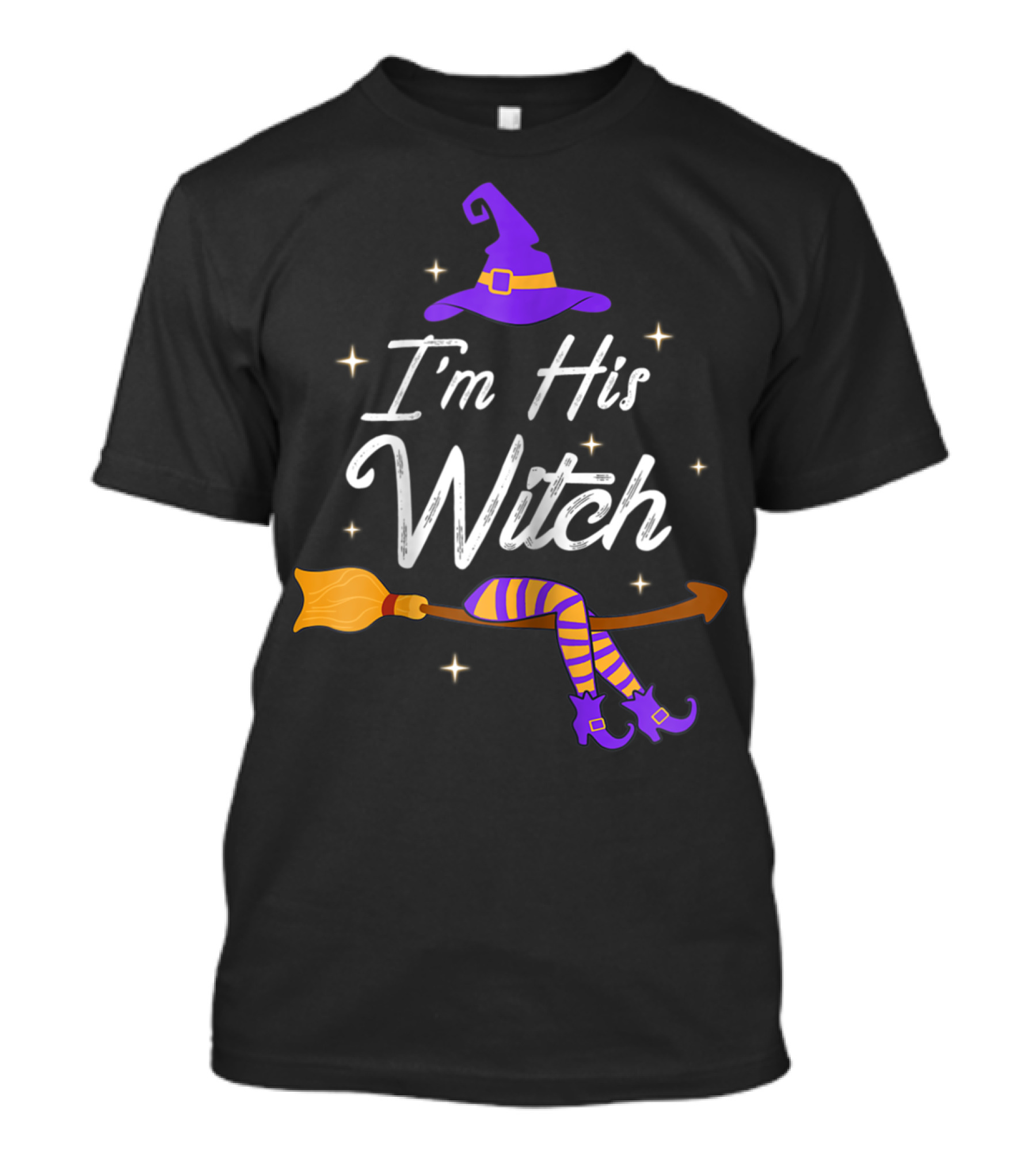 I'm His Witch Matching Boyfriends Halloween Broomstick Hat Boots T-Shirt