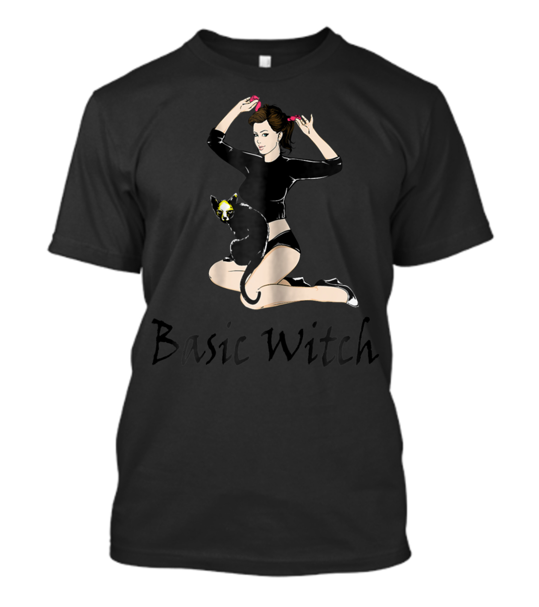 Pin Up Girl Basic Witch Halloween T-Shirt