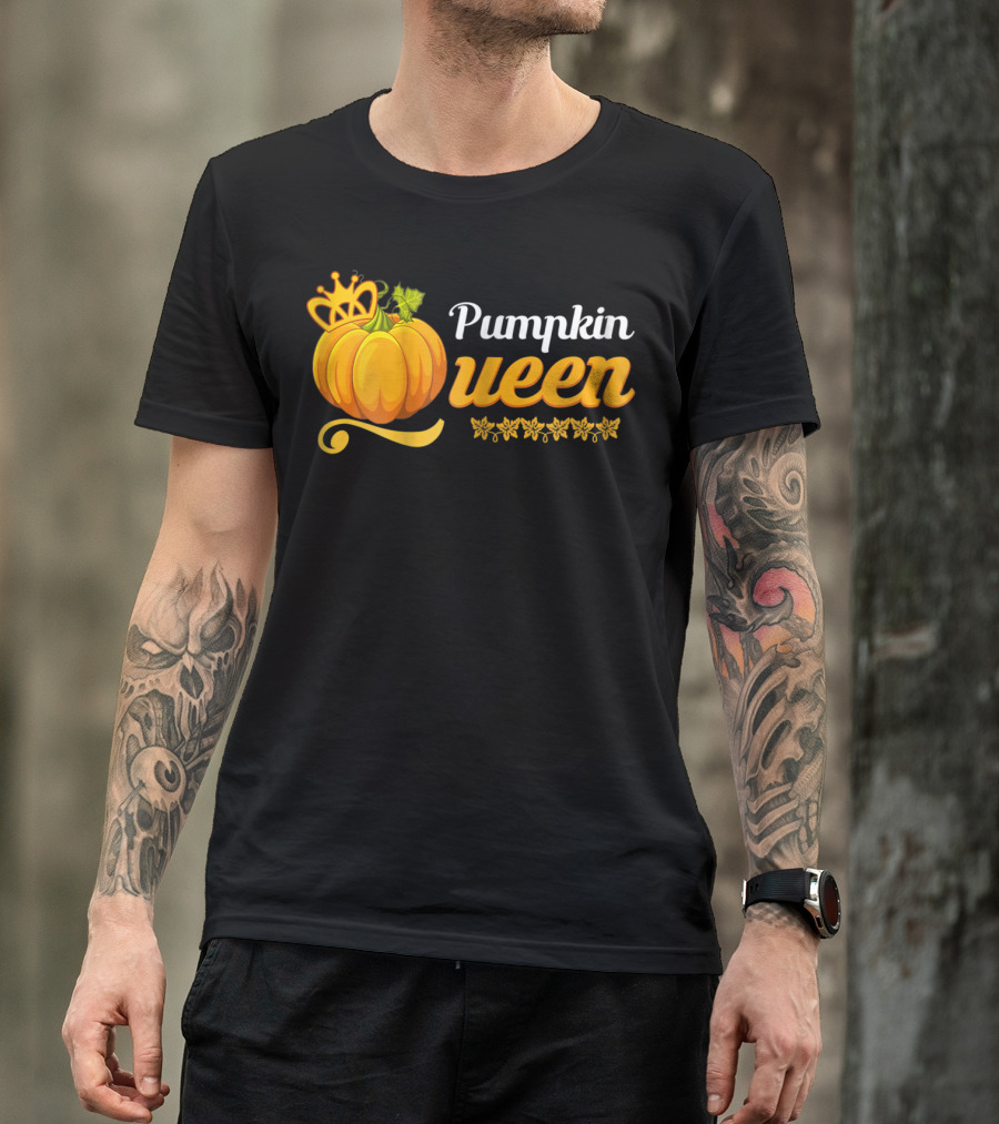 Pumpkin Queen Cute Pumpkin Spice Fall Crown Leaves T-Shirt