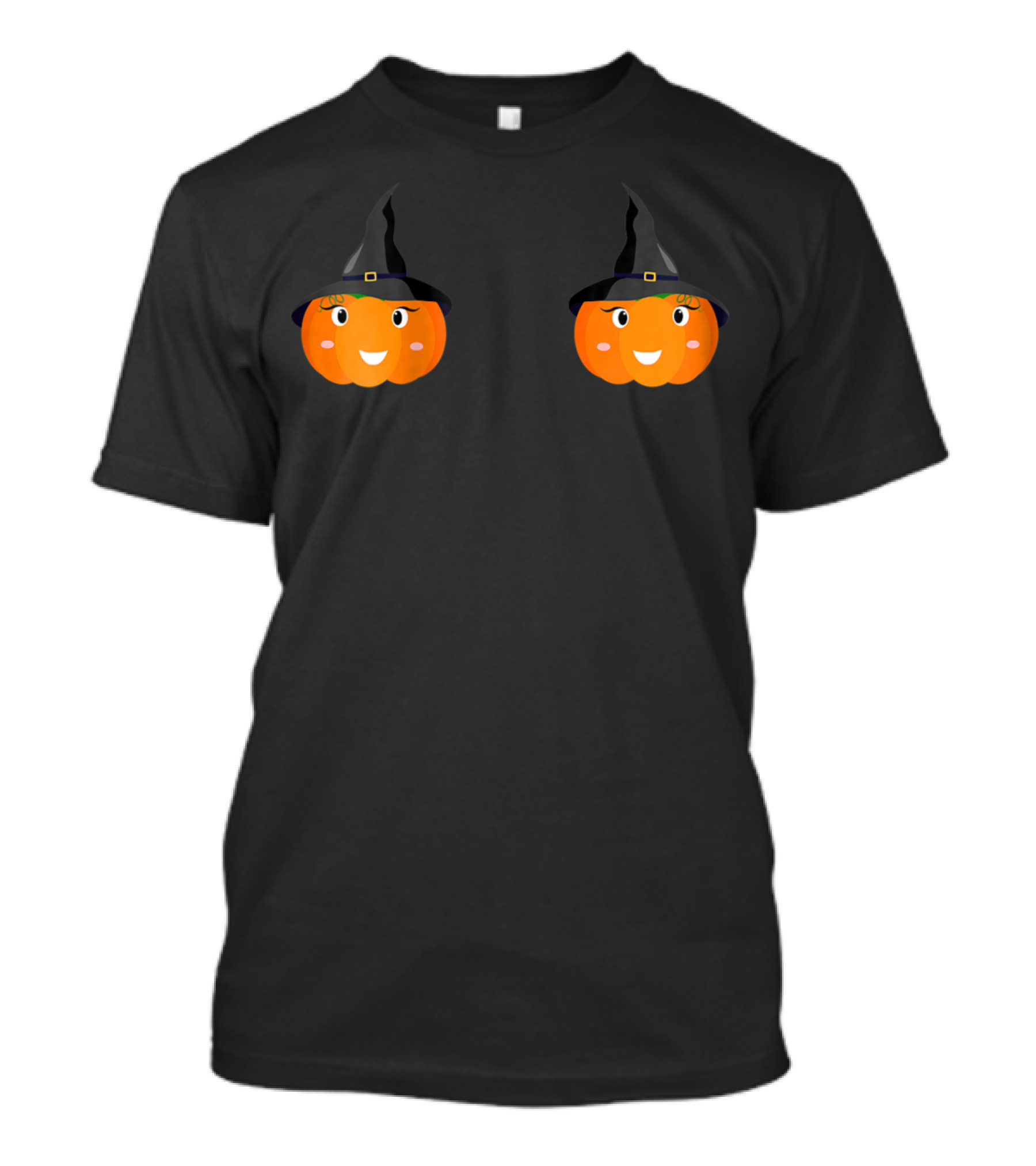 Pumpkin Witch Double Smiling Jack-O'-Lanterns With Witch Hat T-Shirt