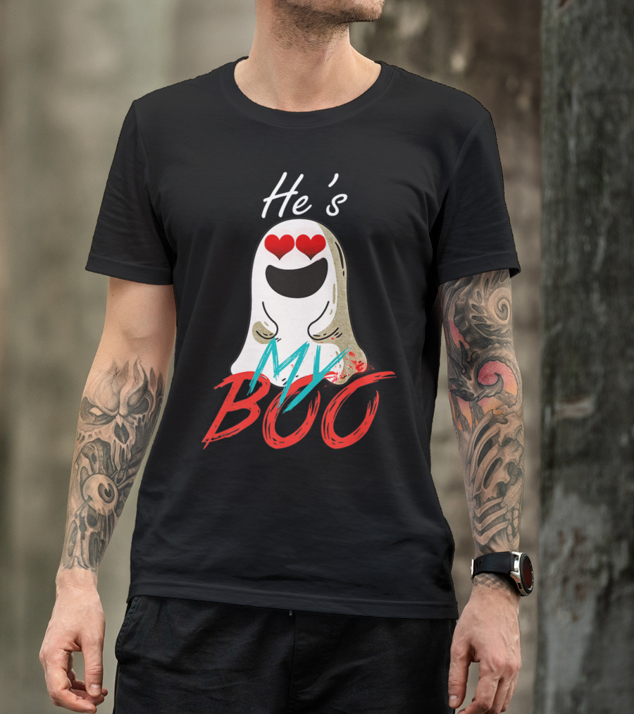 He's My Boo Ghost With Heart Eyes Spooky Couples T-Shirt