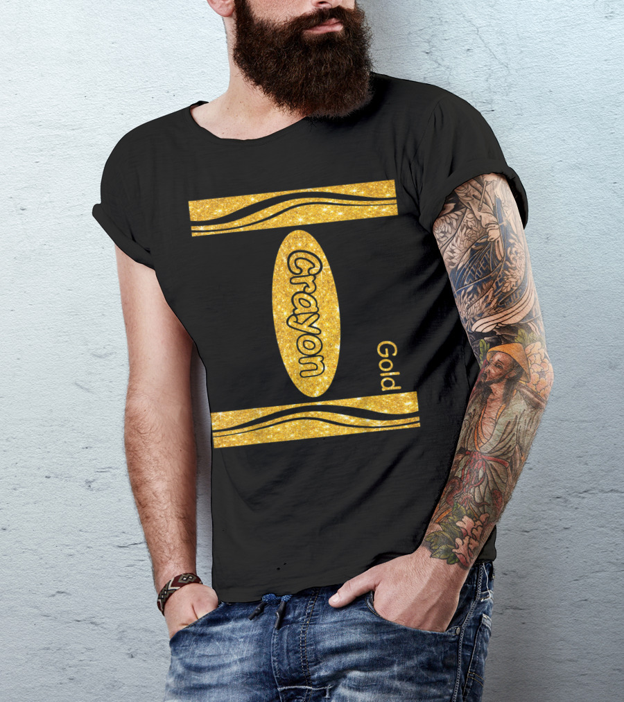 Gold Crayon Halloween Couple Friend Group T-Shirt