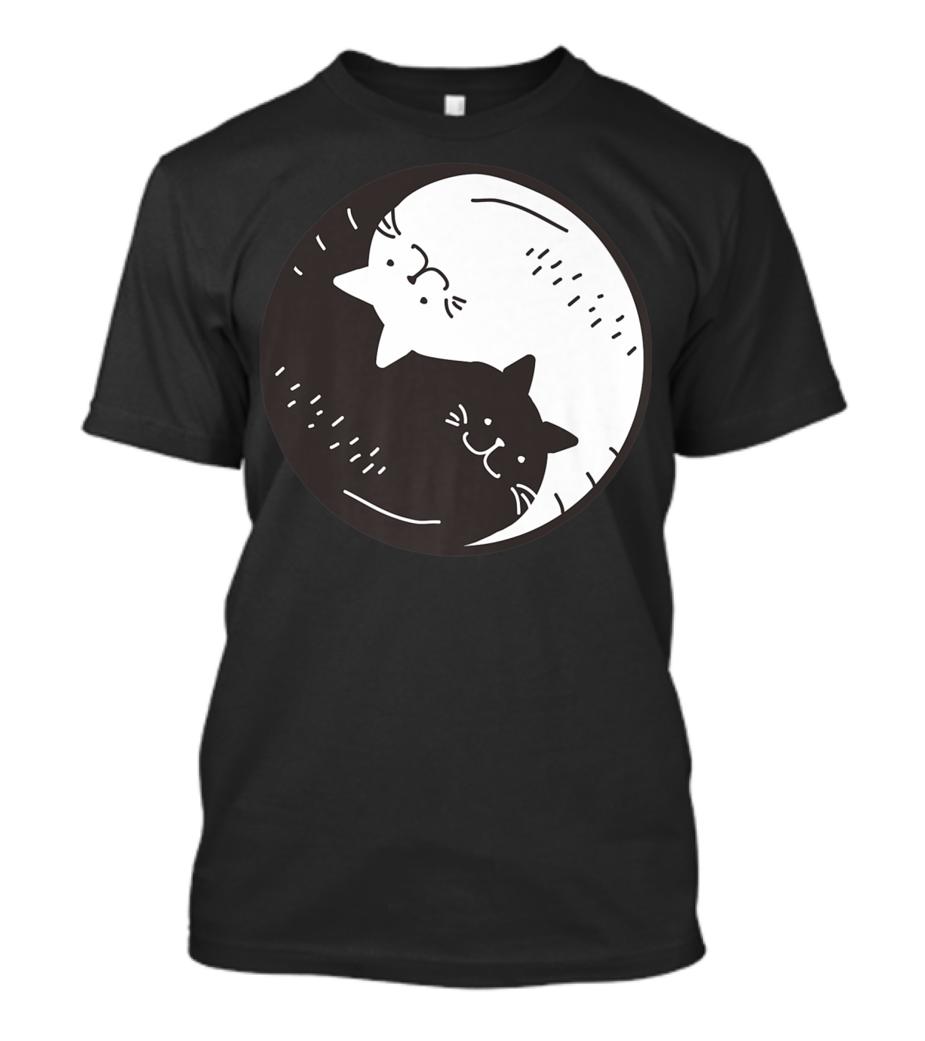 Yin Yang Cats Halloween Christmas Funny Cool Circle T-Shirt