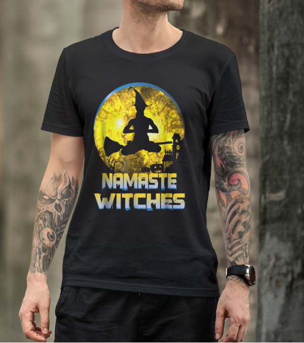 Namaste Witches Halloween Yoga Moon T-Shirt
